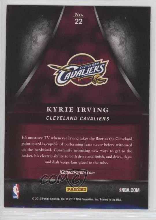 2013 Panini Black Friday Lava Flow /150 Kyrie Irving #22 - Image 2 of 2