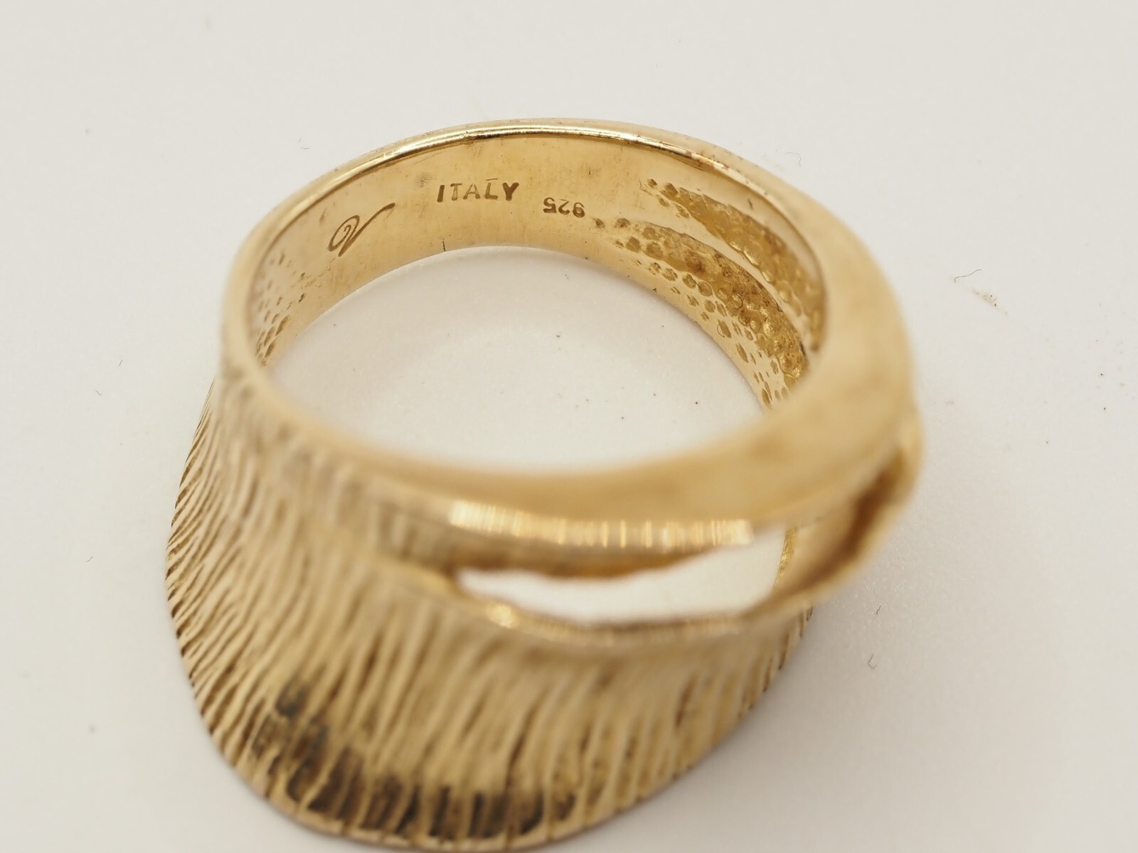 Photo 3 of Gold Plated Sterling Silver Textured Band Ring Size L, R228
