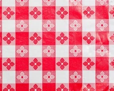 25 YDS BULK ROLL VINYL TABLECLOTH, TAVERN CHECK RED 54" W