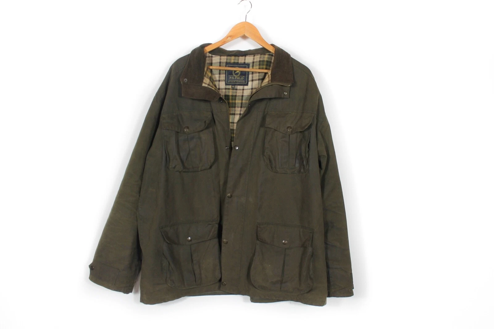P.G Field Mens Waxed Coat Hunting Fishing Jacket Made In British Isles Size XXL