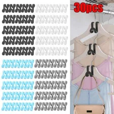 30 PCS Clothes Hanger Connector Hooks Closet Hangers Organizer Space Saving Clip