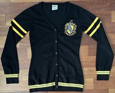 Suéter Harry Potter Negro Hufflepuff Cárdigan Botón Delantero Para Mujer Talla PEQUEÑO