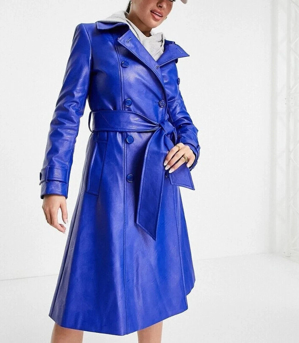 Blue trench top coat ladies