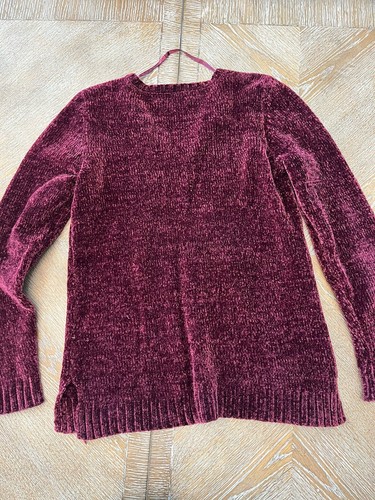 Style & Co Chenille Knit VNeck Tunic Sweater Burgundy Small Armpit To Armpit 21” - Picture 4 of 5