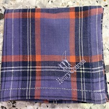 PURPLE ART PLAID CHECK CLASSIC VTG HANDKERCHIEF COTTON MEN POCKET SQUARE18" M239