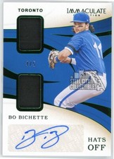 Bo Bichette 2020 Panini Immaculate Hats Off Green Rookie Patch Auto  #HO-BO 4/5