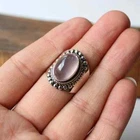 Rose Quartz  925 Sterling Silver Band &Statement Ring Handmade Ring Allsize-B-13