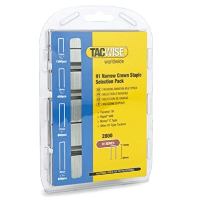 2800 x Tacwise 0204 Auswahlpaket 91 / 15-30 mm verzinkt schmale Kronenklammern