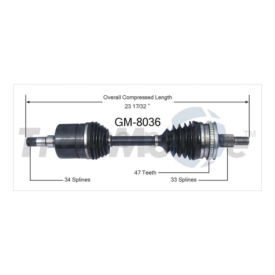 2 JUNTAS CV DELANTERAS TRAKMOTIVE EJES EJE EJES PARA CHEVROLET LUMINA 1997-2001 Foto 3 de 4