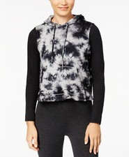 Calvin Klein Tie-Dyed Cropped Sleeveless Hoodie Black Combo Large Size