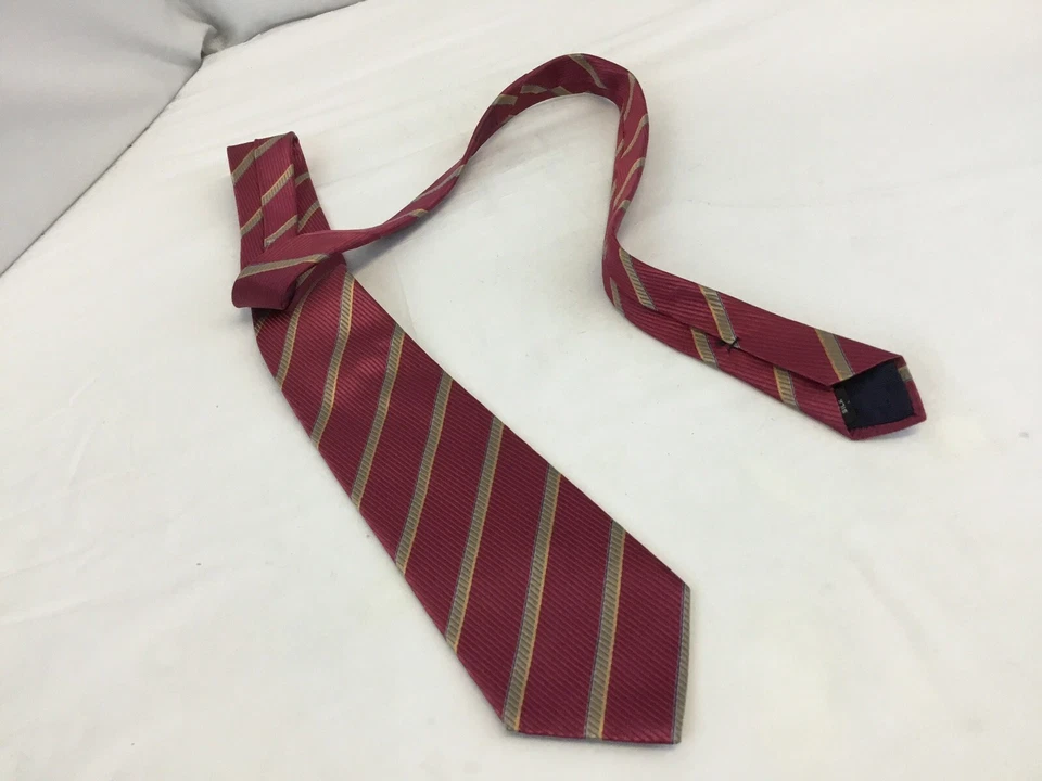 Corbata cuello Holland & Sherry 3,5” rosa a rayas verticales 100 % seda EE. UU. Como nueva YGI Foto 2 de 4