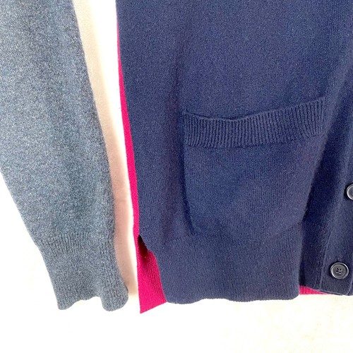 Aqua 100% Cashmere Colorblock V Neck Long Sleeve Sweater Cardigan Womens S - Picture 3 of 7