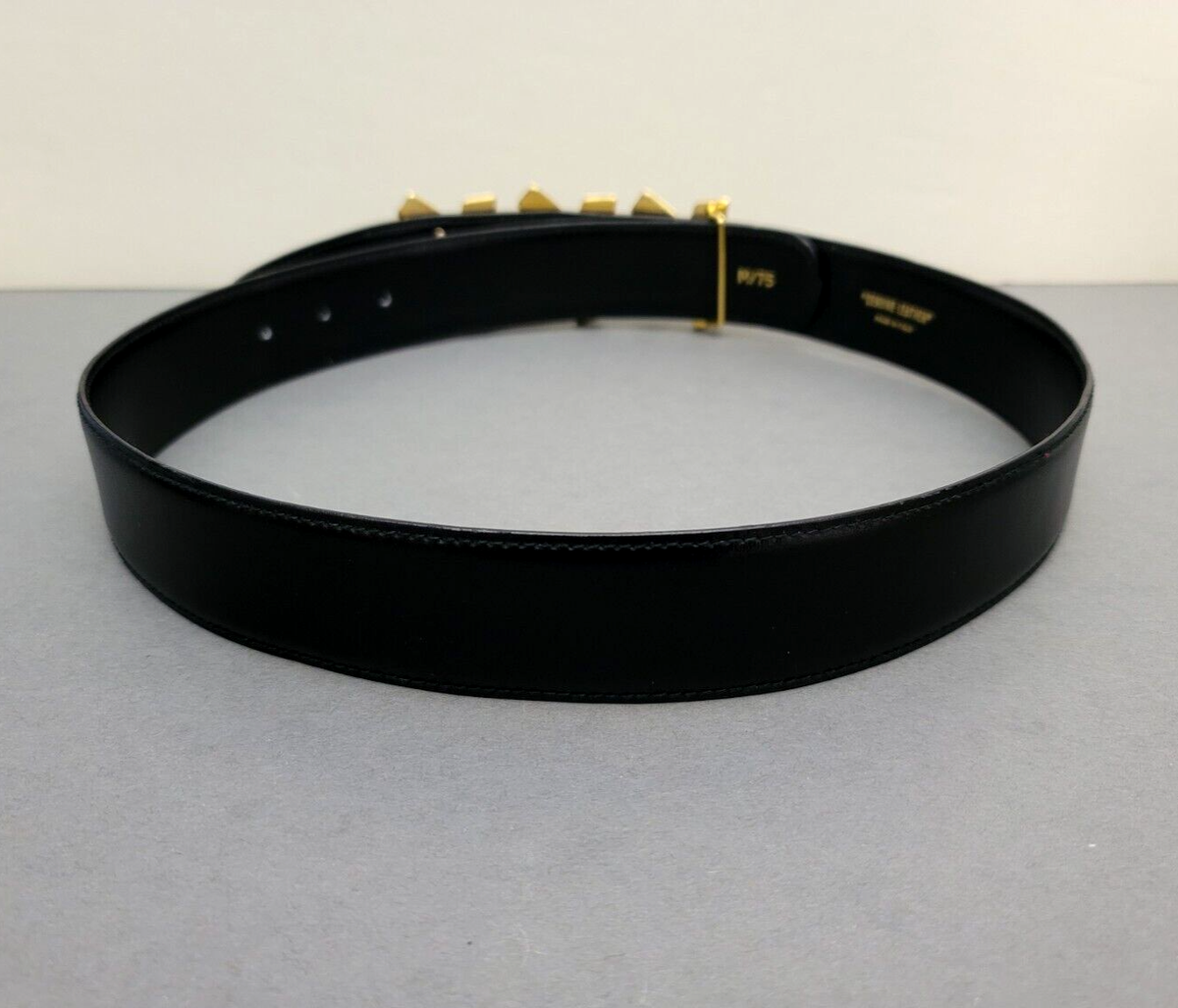 Paloma Picasso Triple Kiss Belt Wide Gold logo Black Leather