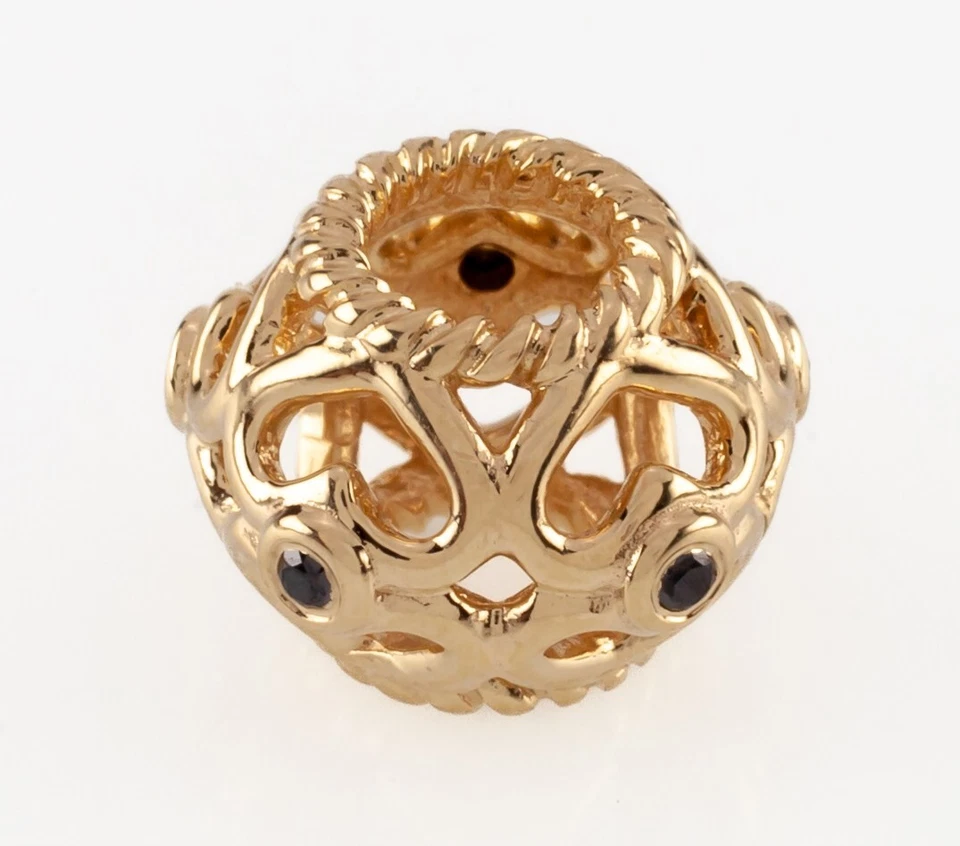 PANDORA 14k Oro Amarillo Diamante Negro Corazón Abierto Charm Retirado! 750466DB - Imagen 2 de 4