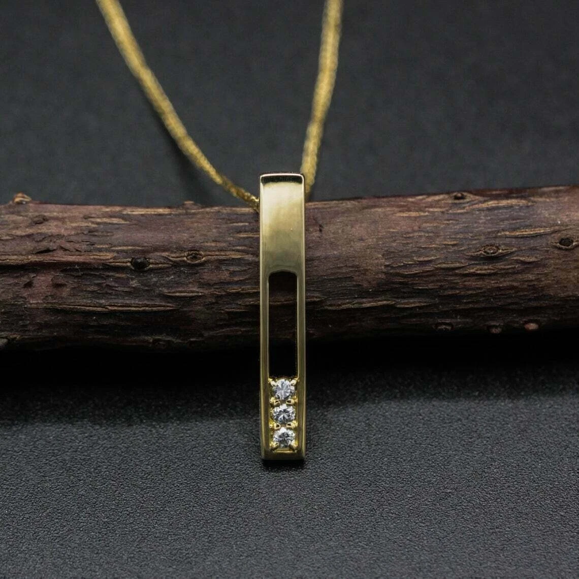 14k gold online bar pendant necklace
