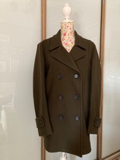 Gloverall Pea-coat, Reefer Jacket - Beautiful Brown Wool - To Fit Size 14.