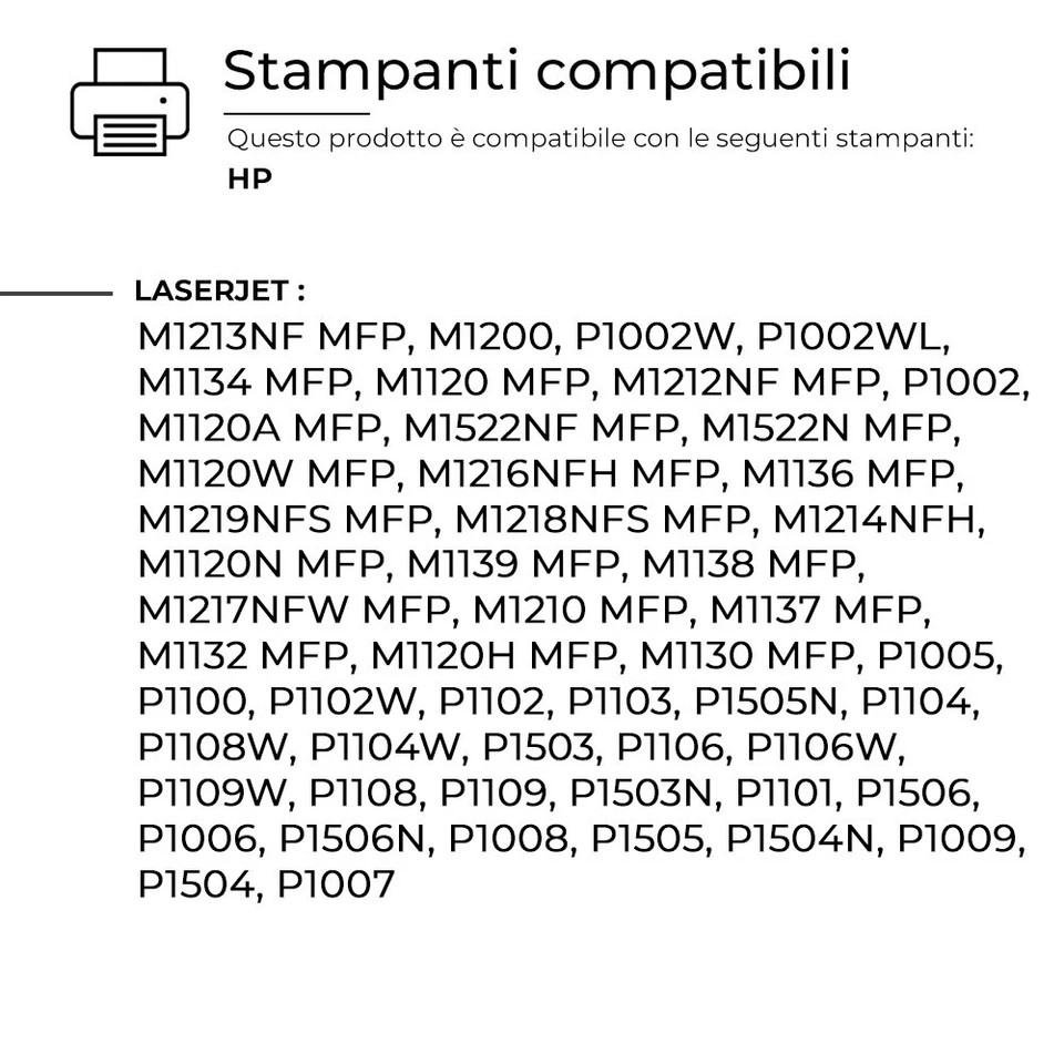 3 TONER CE285A 85A COMPATIBILE PER HP LASERJET P1102 W M1130 M1132 M1136 M1210  - Immagine 3 di 4