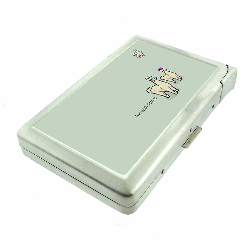 Llamas Em1 Cigarette Case with Built in Lighter Metal Wallet