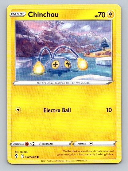 2021 Pokemon Card Evolving Skies Chinchou 52/203