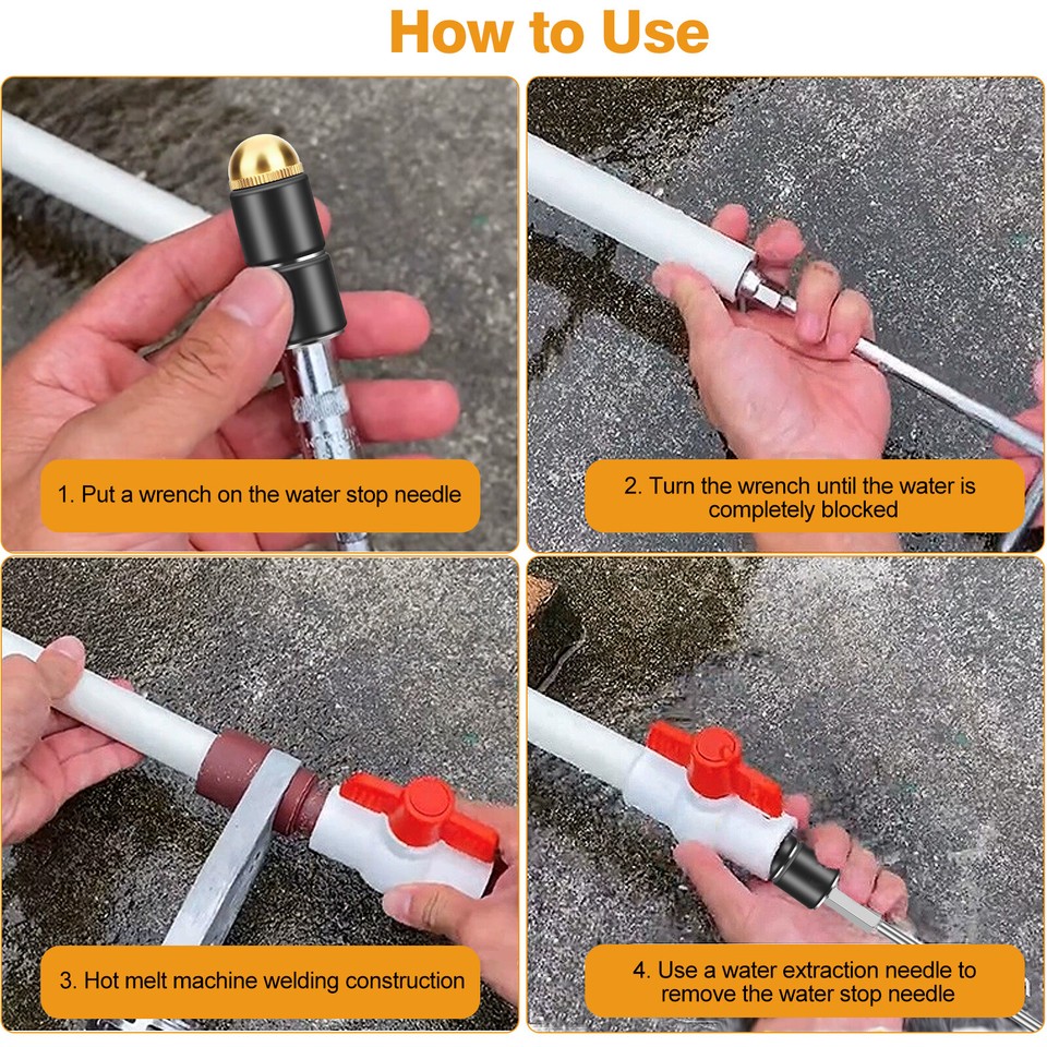 Pipe Water Stopper Kit Hot-Melt Water Stop Needles Fast Water Line Pipe ...