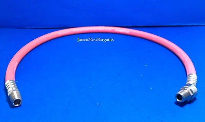 CONTINENTAL CONTITECH USA USA Made Continental Red Rubber 1/4" 2 Foot Pigtail Air Hose Whip w/ Ball Swivel