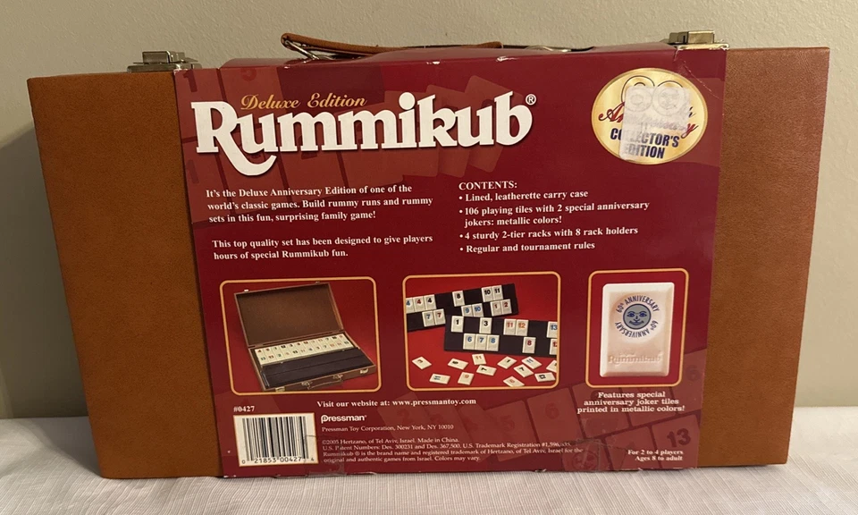 Rummikub Rummy 60th Anniversary Collectors Ed Metallic Jokers Faux Leather Case - Image 2 of 4