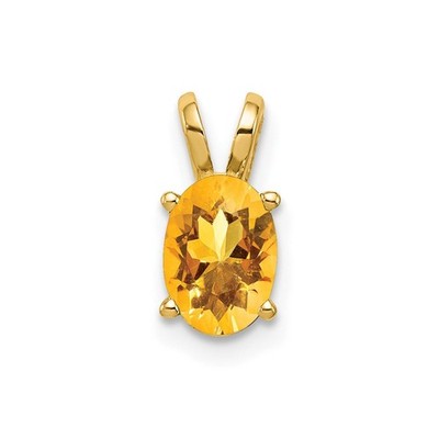 14 Karat Gelbgold 7 x 5 mm ovaler Citrin Anhänger
