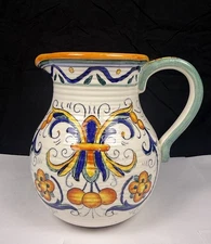 Ricco Deruta Italian Design Large Tuscany Hand Painted Pitcher