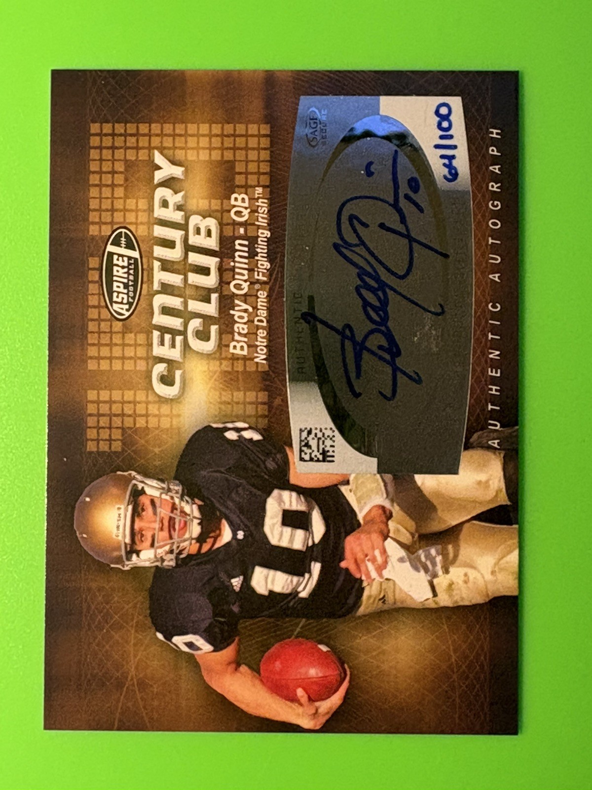 Brady Quinn SA-GE Aspire Century Club Autographs #AC2 Base