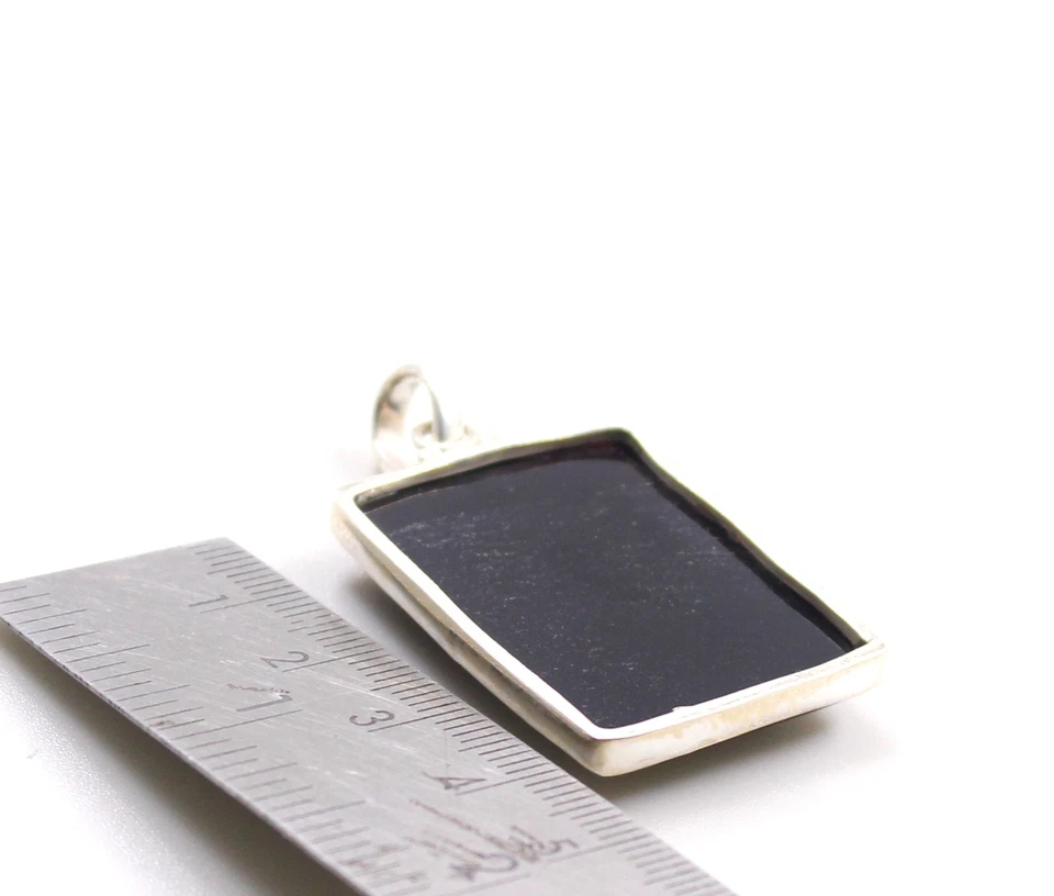 Grande ciondolo in argento onice nero 5 cm argento sterling 925 gioielli rega... - Immagine 4 di 4