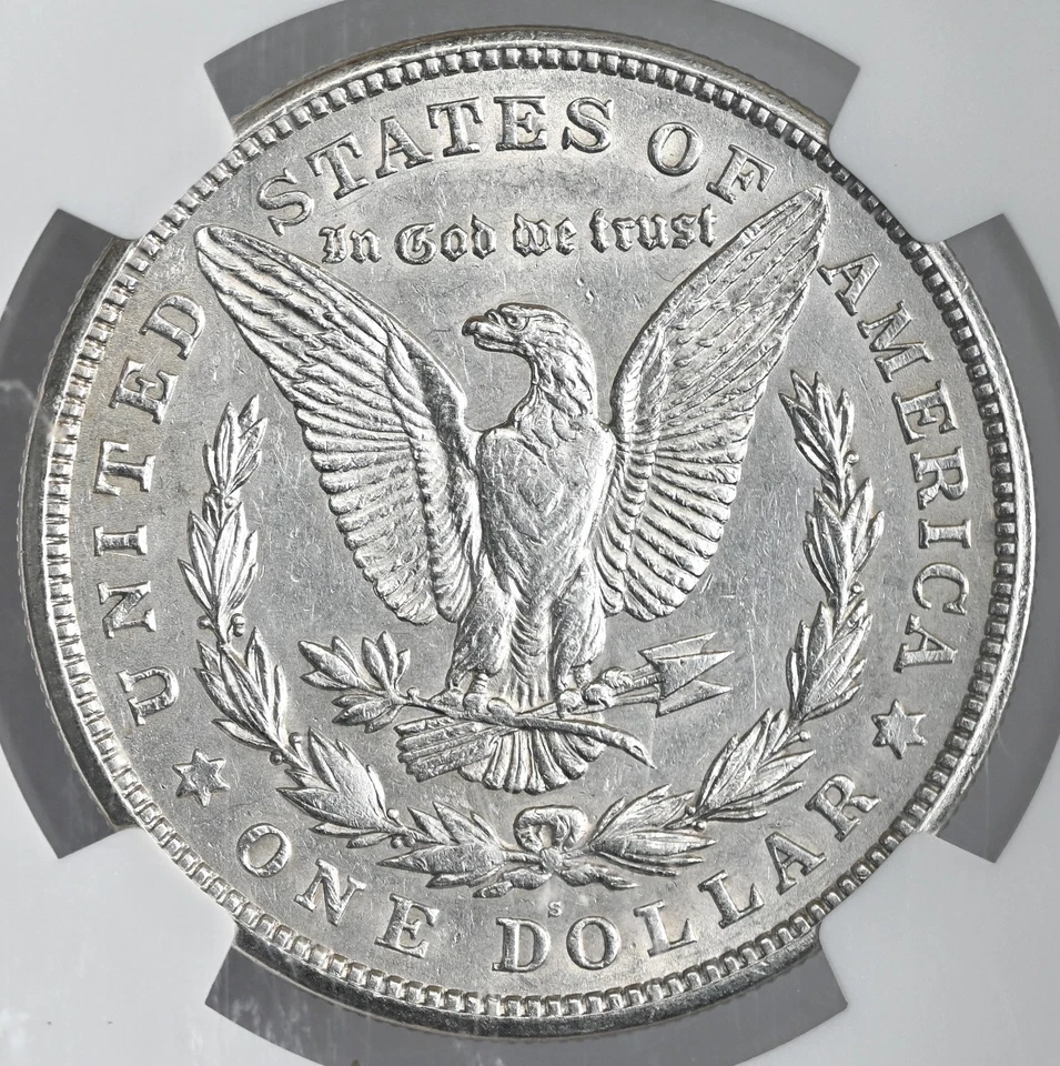 1921-S  $1  MORGAN SILVER DOLLAR  NGC AU55 #6457634-028 SCRUFFY PLASTIC HOLDER - Image 3 of 4