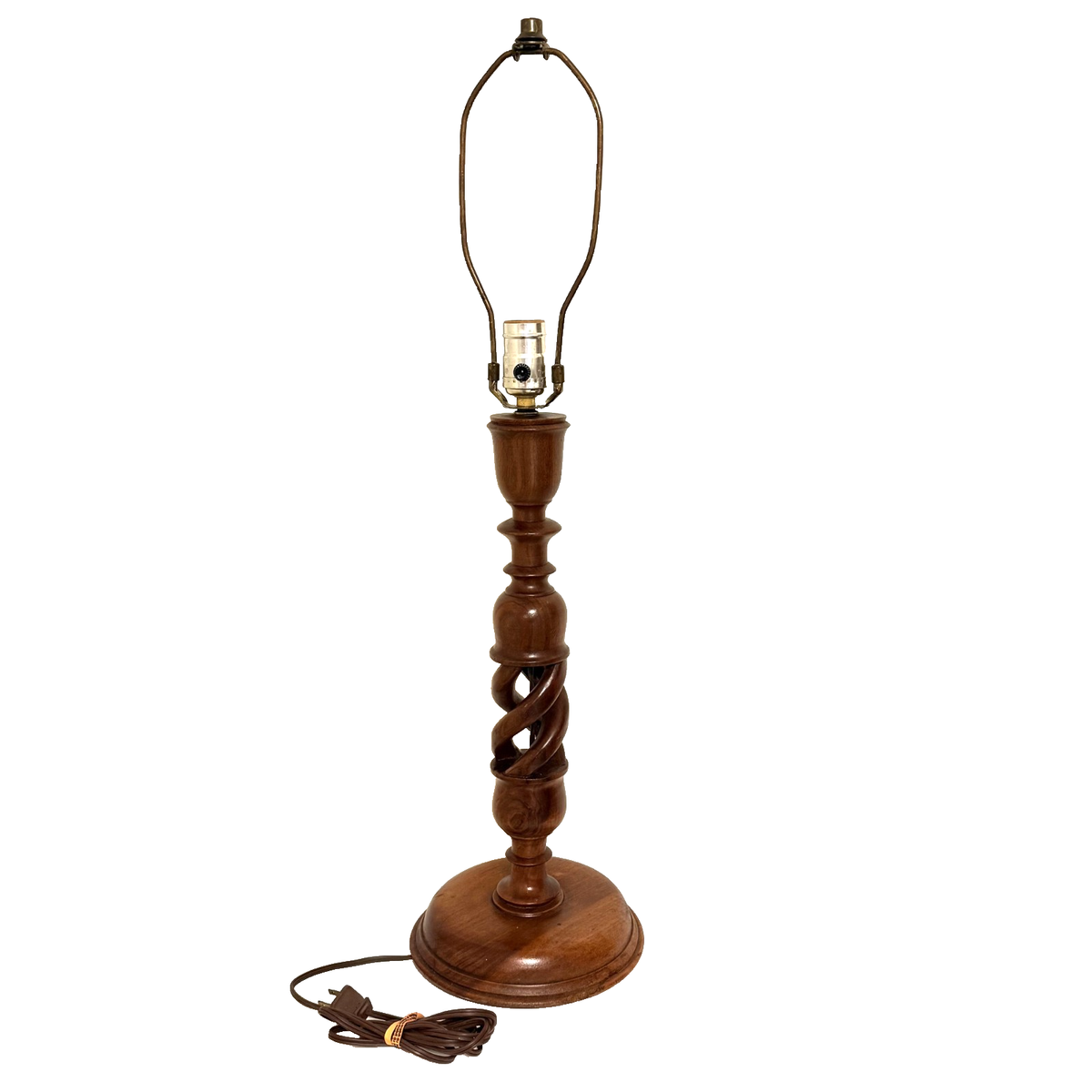 Vintage Wooden Hand Carved Solid Wood Open Barley Twist Lamp 29