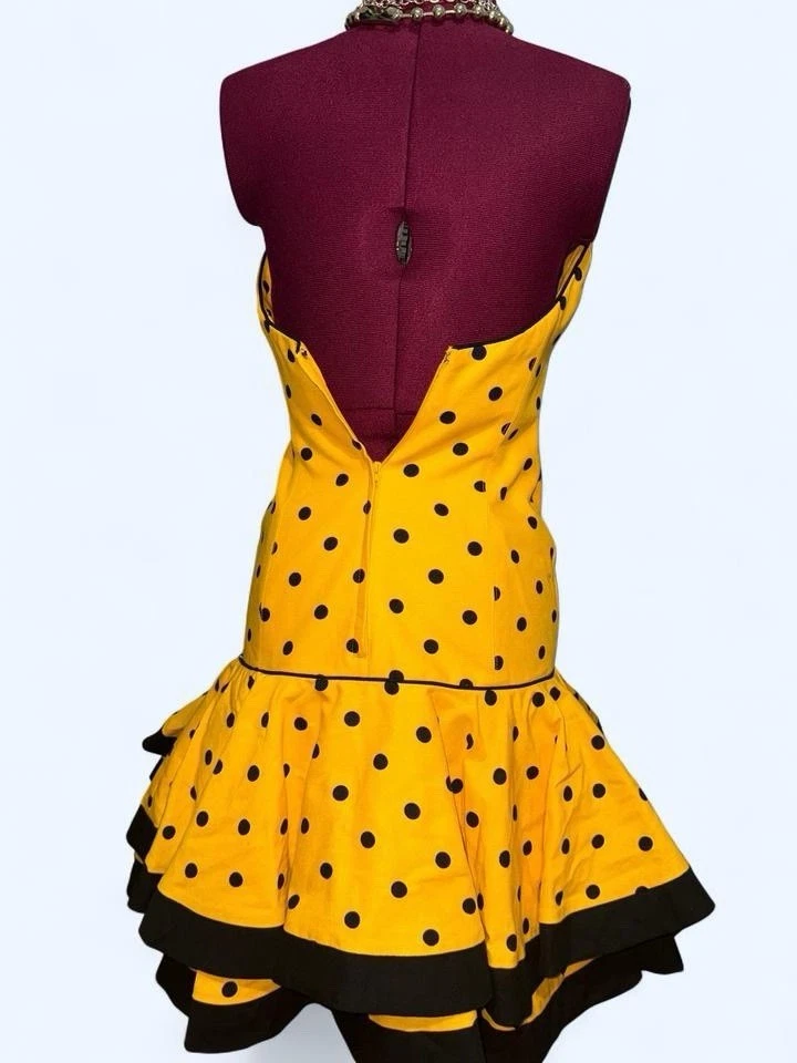 Vestido Barboglio Cristina Jan Amarillo Polkadot Sin Tirantes Volantes Talla 4 Años 80 De Colección Foto 2 de 4