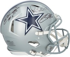 Michael Irvin, CeeDee Lamb & Drew Peason Cowboys Signed Riddell Authentic Helmet