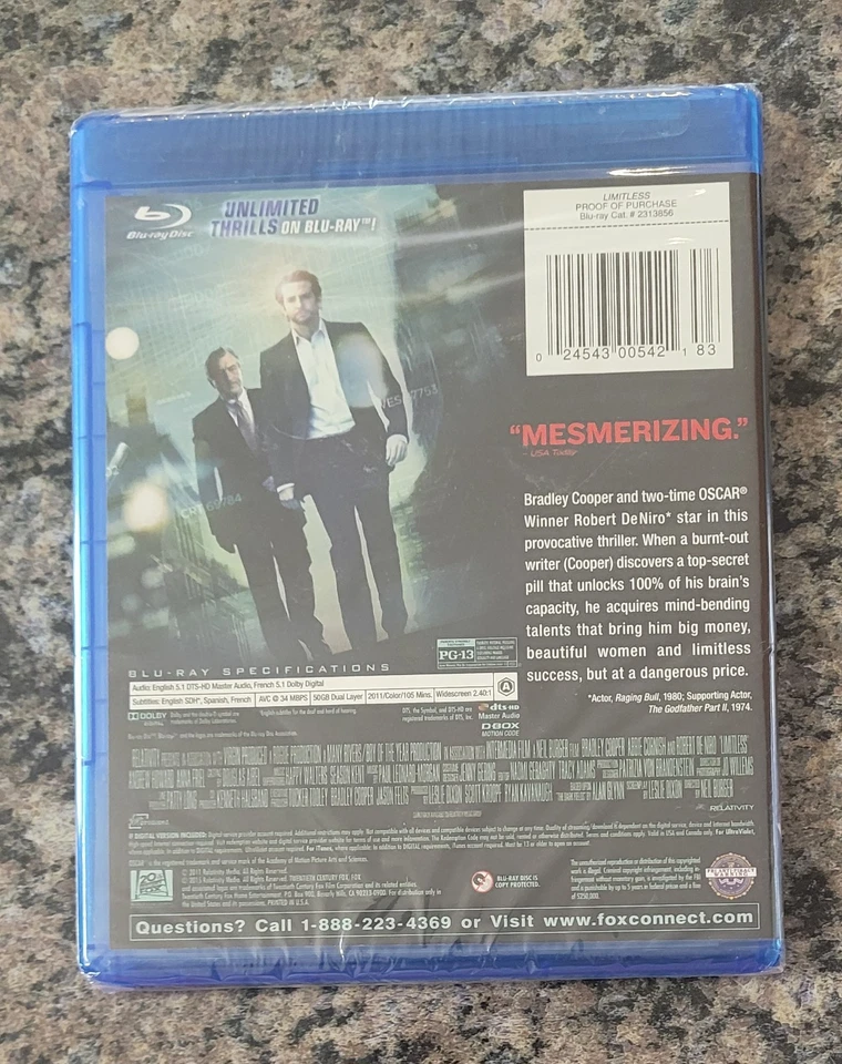 Limitless 2011 (2015 Blu-ray) NEW Factory Sealed NEVER TRUST STOCK PHOTOS  - Image 2 of 2