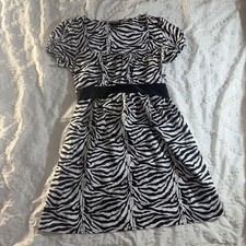 Guess by Marciano Dress Silk feel zebra Print tie bow Y2K vintage style