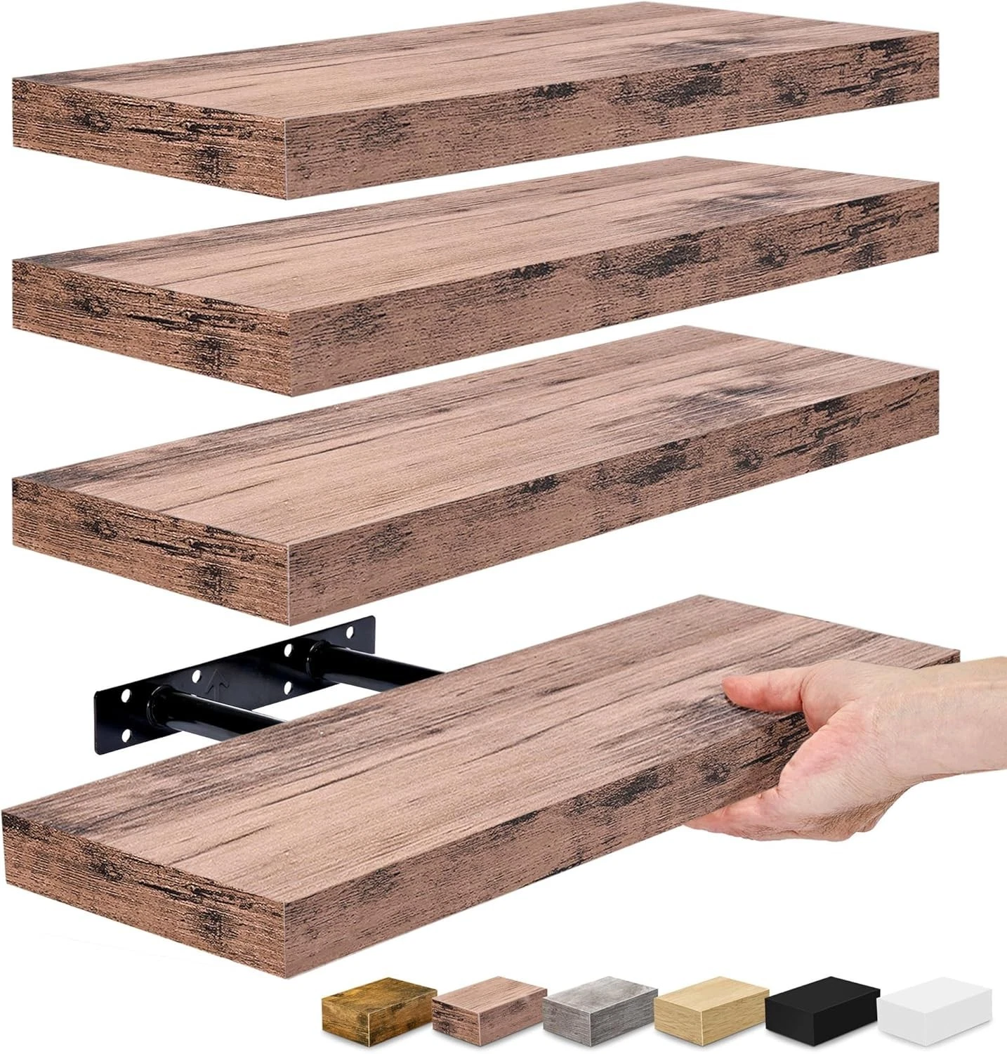 Sorbus 24 Inch Wall Mounted Floating Shelves for Wall Décor and Storage - 4-Pack
