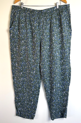 #ad NWT Jessica Simpson Green Blue Floral Elastic Pull Pants Cadie Size XXL Womens $16.00