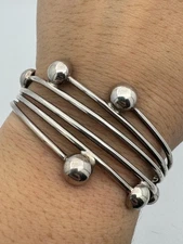 Vintage Sterling Silver Modernist Bangle Bracelet