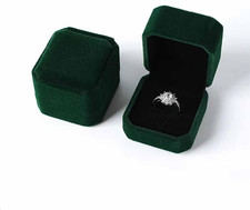 Set of 2 Green Velvet Ring Box Earring Jewelry Case Gift Boxe