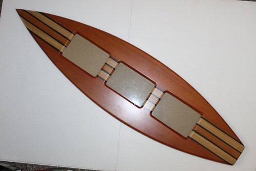Surfboard Photo Frame Wood Coastal Beach Decor Triple Picture Display 36" Wall