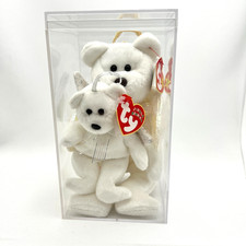 Rare Ty Beanie Baby Angel Bears Halo 8   Herald 5  w Display Case  TAG ERRORS