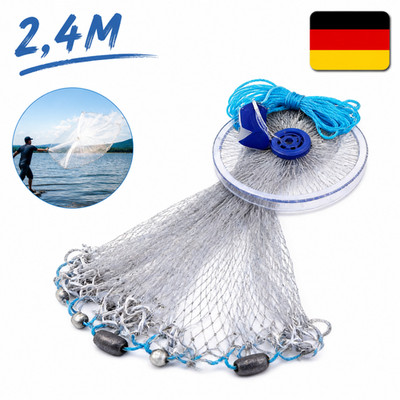 verzinkte Senkbleie Wurfnetz für Köderfalle Fisch 2,4m Nylon Monofilament