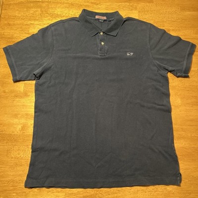 Vineyard Vines Polo Shirt Short Sleeve Whale Logo Navy Blue Men's Large Cotton