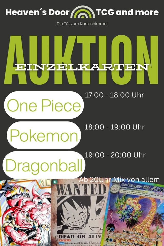 Einzelkarten Auktion - One Piece, Pokemon, Dragon Ball