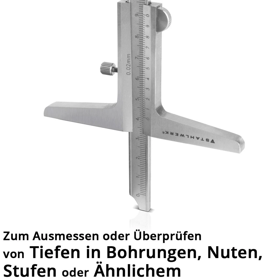 STAHLWERK Tiefenmessschieber 0-200 mm DIN 862 Tiefenlehre Schieblehre Messlehre - Bild 3 von 4