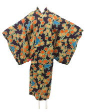 Japanese Antique Kimono Chirimen Silk Long Undergarment made in japan eb-1336