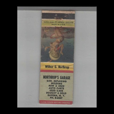 Matchbook Cover 1961 Mad Cap Maids Pin Up Northrup's Garage Ravena, NY