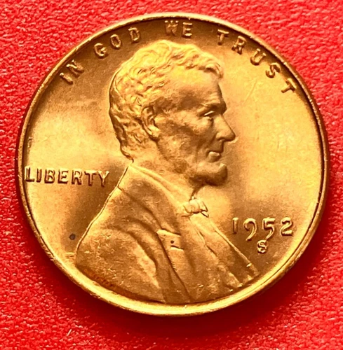 1952-S Lincoln Wheat Cent Penny GEM RED BU From an Original Bank Roll