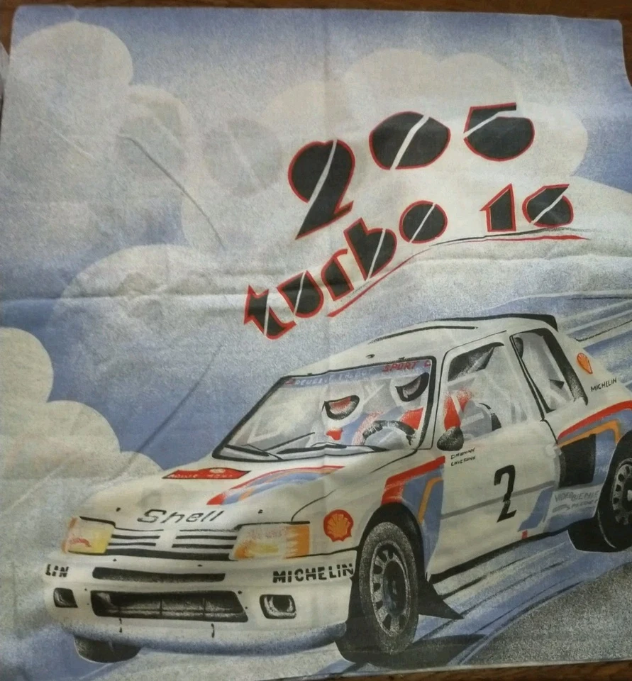 Parure Lit 1 Pers. 80's / Housse Couette + Drap + Taie : PEUGEOT SPORT 205 T 16 - Photo 2/4